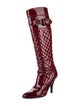 Burberry Quilted Pattern Patent Leather Lace-Up Boots