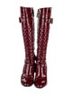 Burberry Quilted Pattern Patent Leather Lace-Up Boots