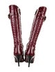 Burberry Quilted Pattern Patent Leather Lace-Up Boots