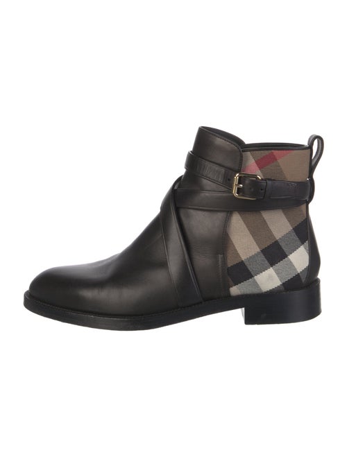 Burberry House Check Pattern Leather Chelsea Boots