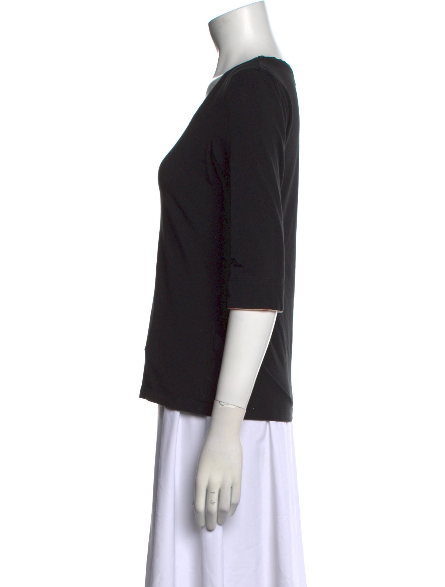 Burberry Scoop Neck Three-Quarter Sleeve T-Shirt