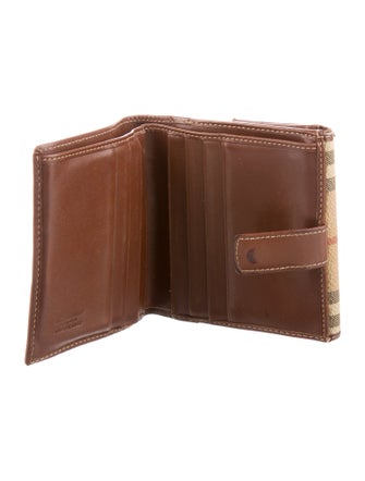 Burberry Haymarket Check Pattern Plaid Print Compact Wallet
