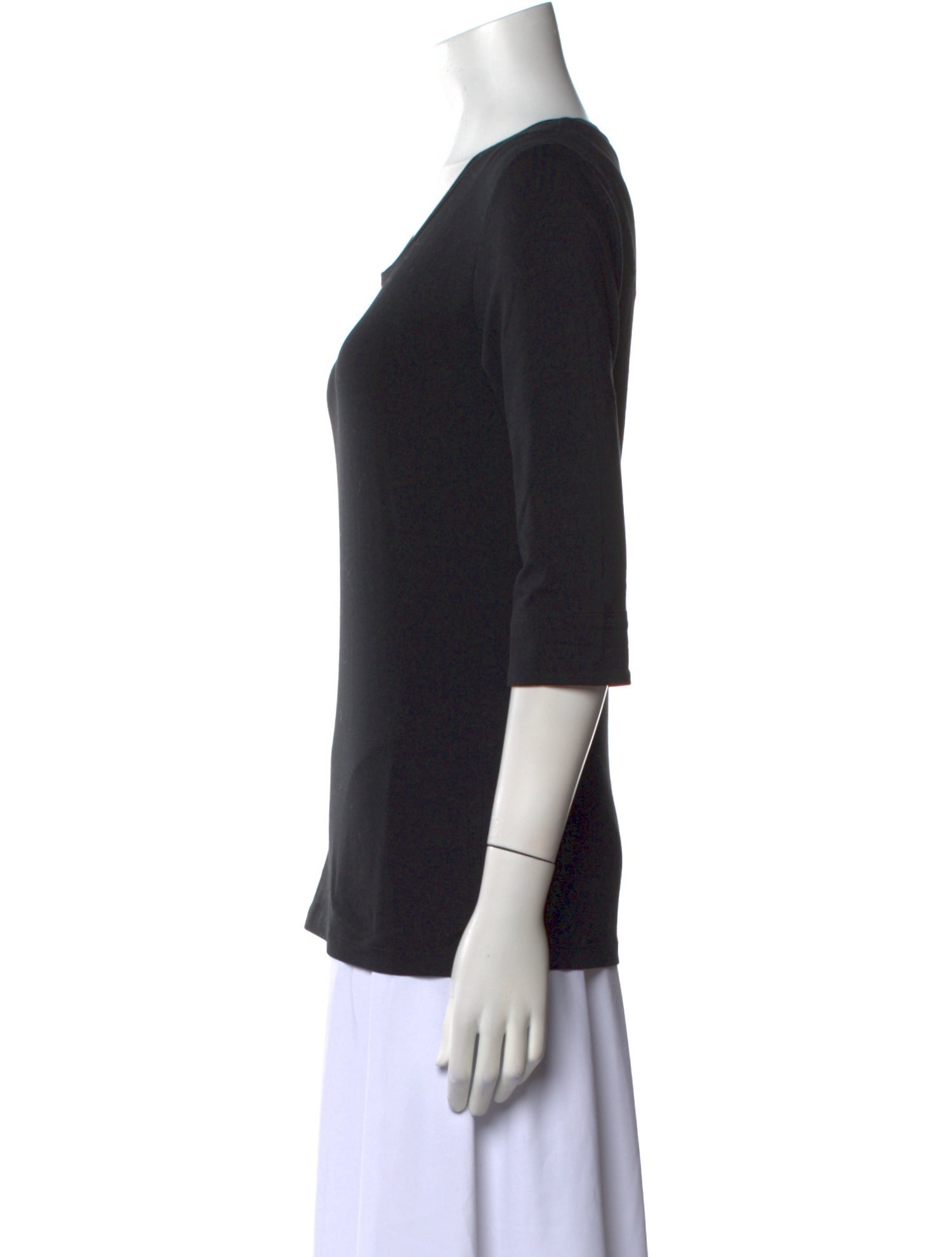 Burberry Scoop Neck Three-Quarter Sleeve T-Shirt