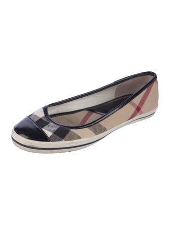 Burberry Nova Check Pattern Canvas Ballet Flats