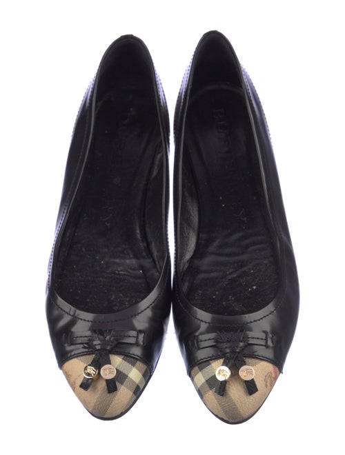 Burberry Leather Plaid Print Ballet Flats