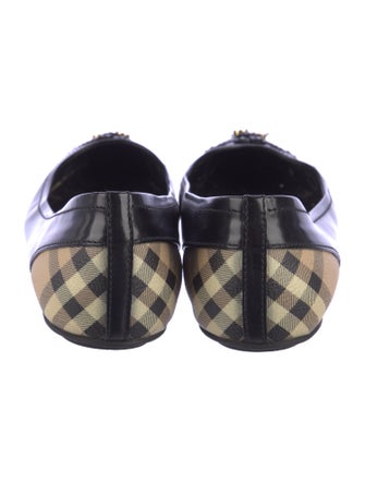 Burberry Leather Plaid Print Ballet Flats