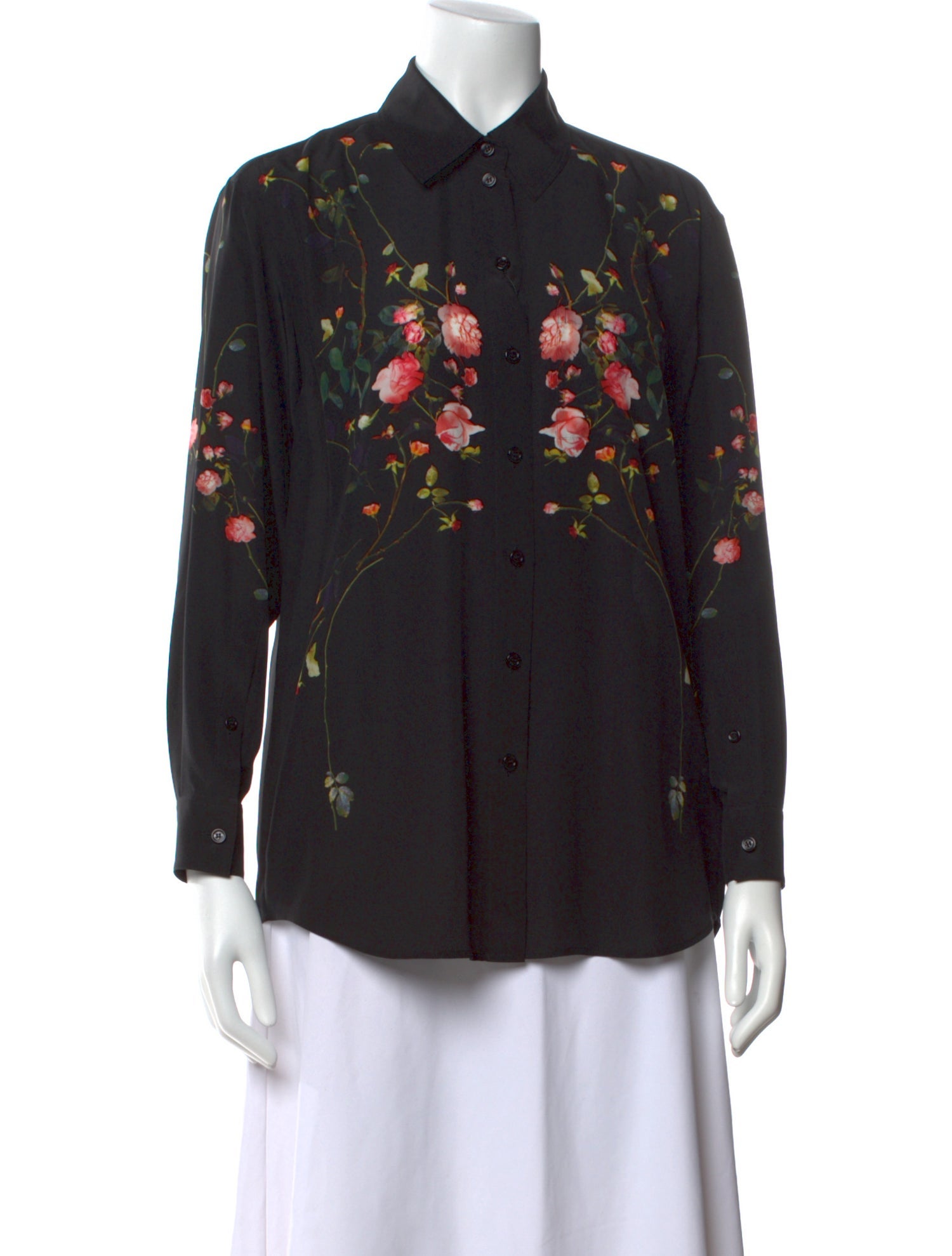 Burberry Silk Floral Print Button-Up Top w/ Tags