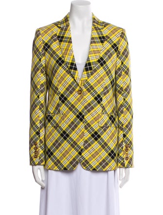 Burberry Wool Plaid Print Blazer