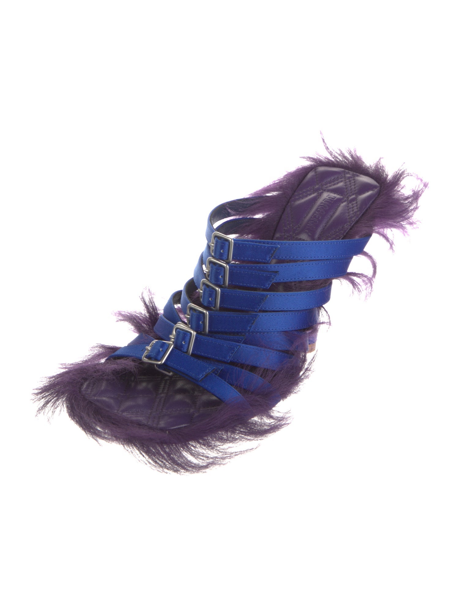 Burberry Satin Colorblock Pattern T-Strap Sandals