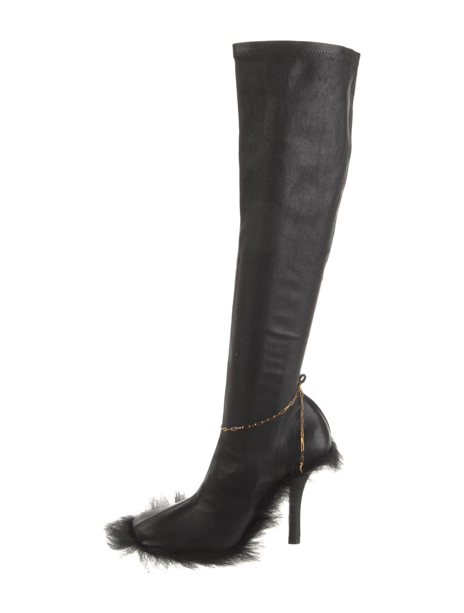 Burberry Leather Chain-Link Accents Sock Boots