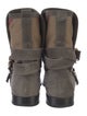 Burberry Exploded Check Pattern Suede Moto Boots