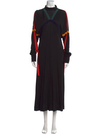 Burberry Mock Neck Long Dress