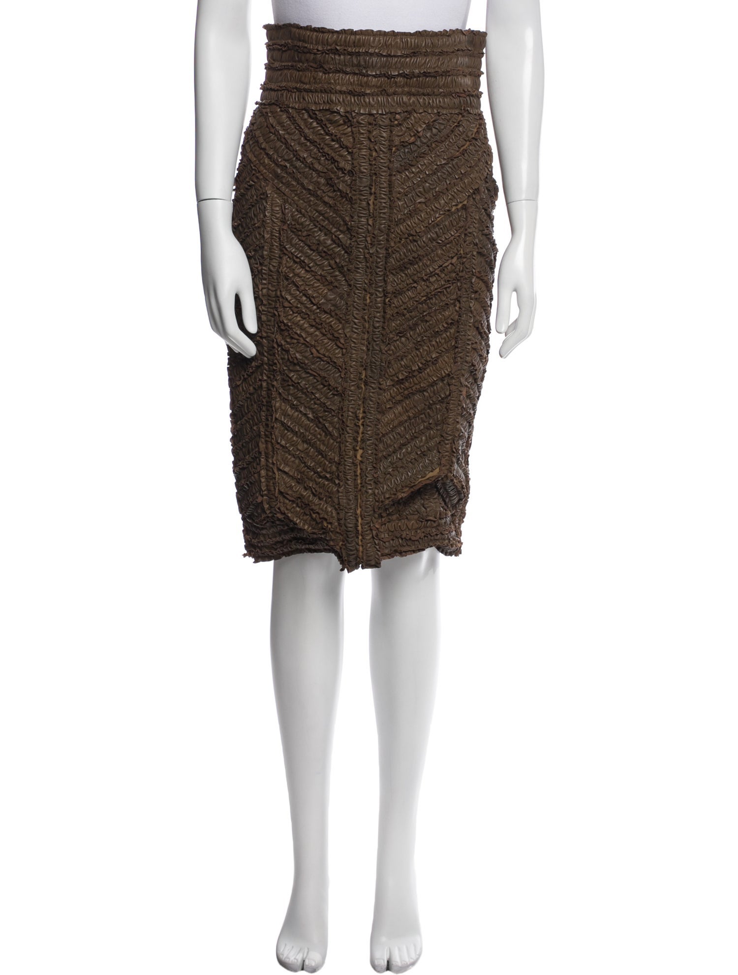 Burberry Prorsum Leather Knee-Length Skirt