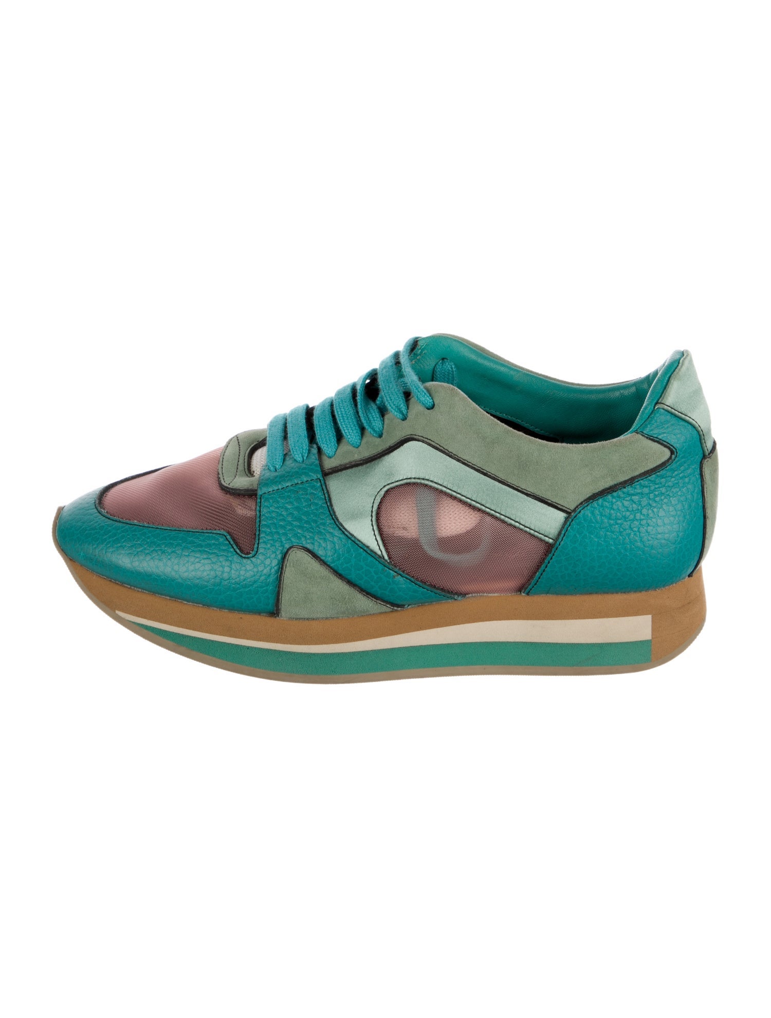 Burberry Prorsum Leather Colorblock Pattern Sneakers