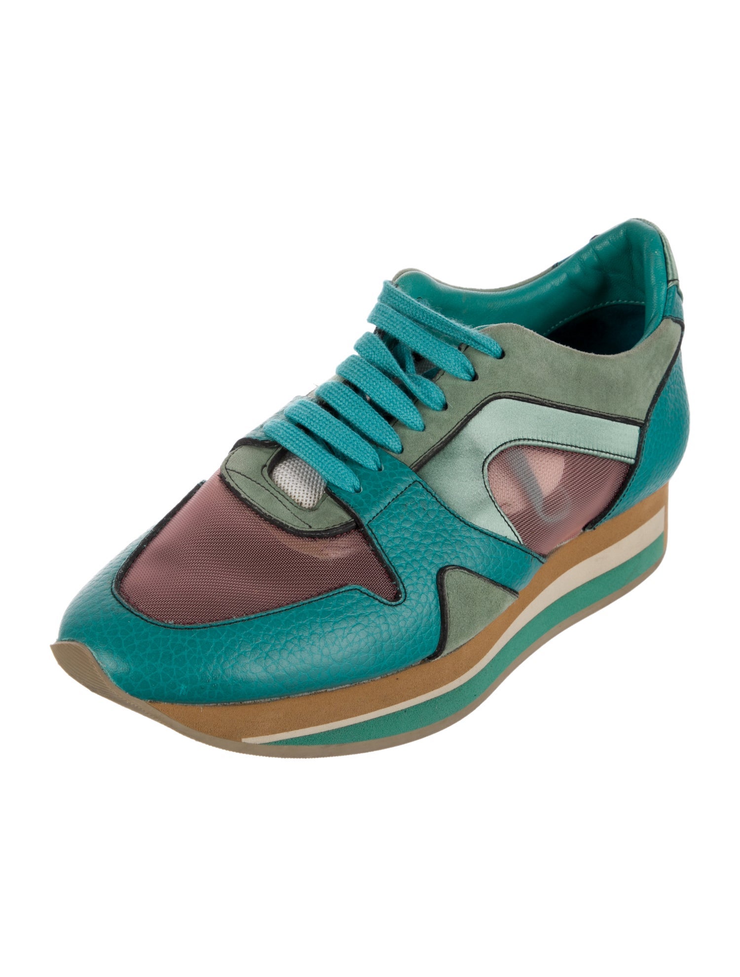 Burberry Prorsum Leather Colorblock Pattern Sneakers
