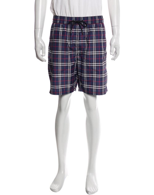 Burberry Navy Check Patterned Swim Trunks