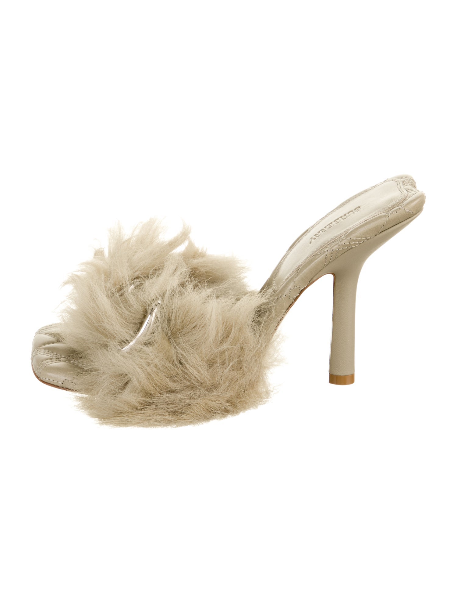 Burberry Leather Fur Trim Slides