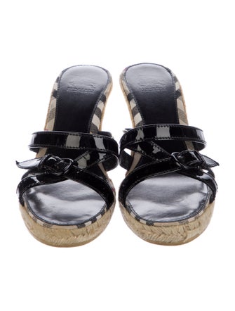 Burberry Nova Check Pattern Patent Leather Espadrilles