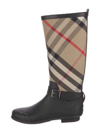 Burberry House Check Pattern Canvas Rain Boots