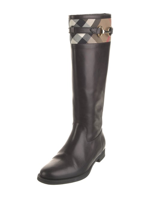 Burberry Exploded Check Pattern Leather Riding Boots