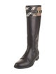 Burberry Exploded Check Pattern Leather Riding Boots