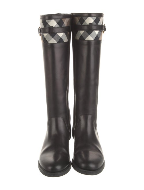 Burberry Exploded Check Pattern Leather Riding Boots