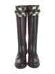 Burberry Exploded Check Pattern Leather Riding Boots