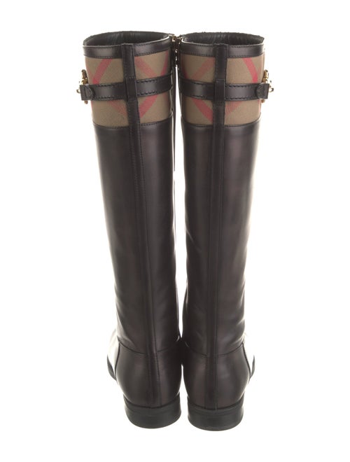 Burberry Exploded Check Pattern Leather Riding Boots