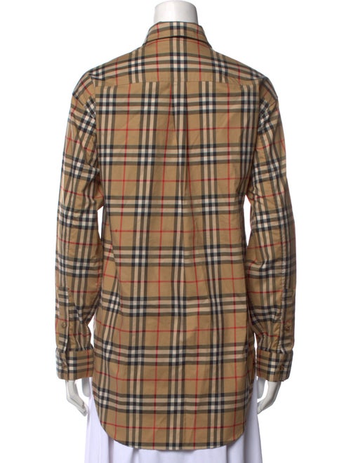Burberry Plaid Print Long Sleeve Button-Up Top