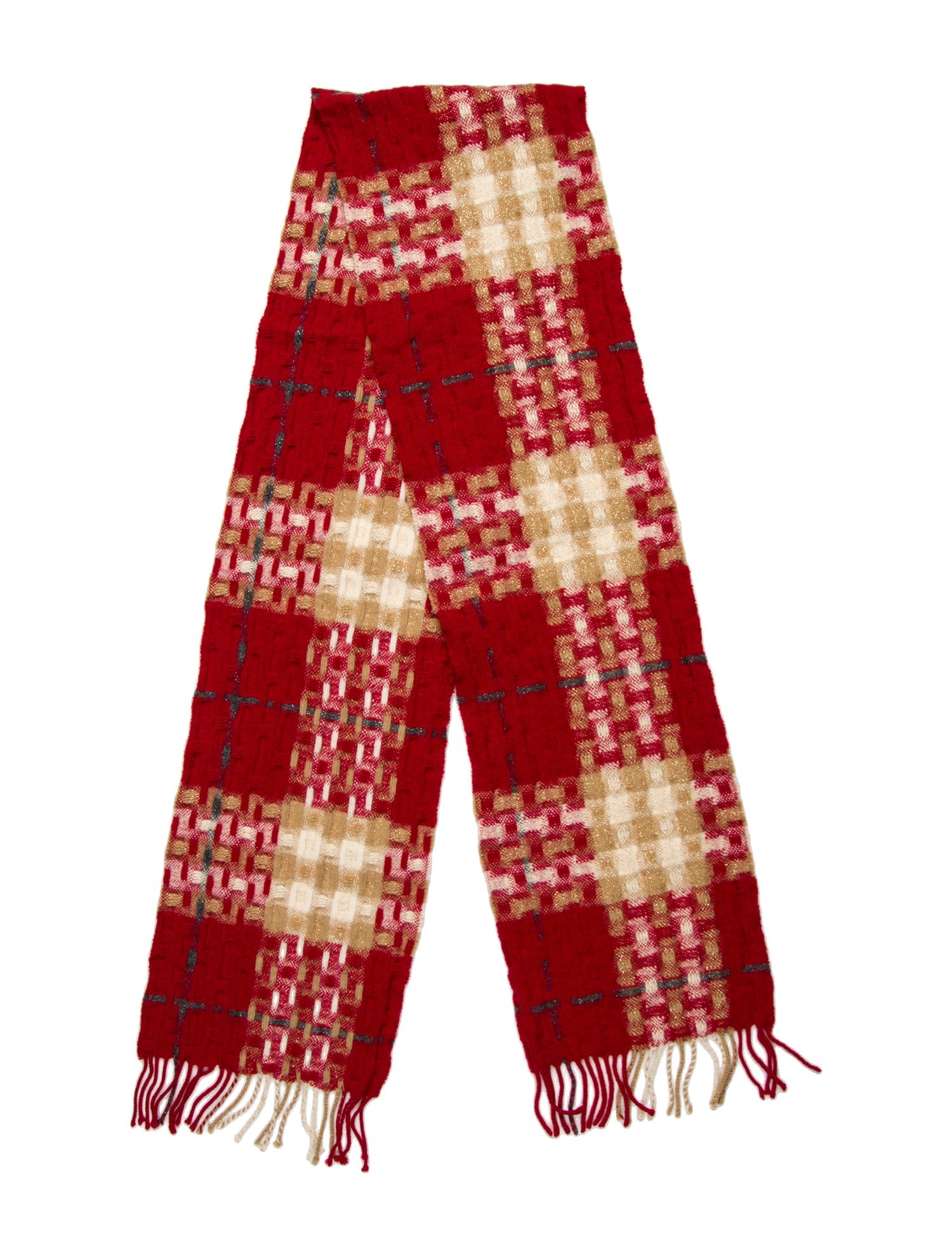 Burberry Merino Wool Plaid Print Scarf