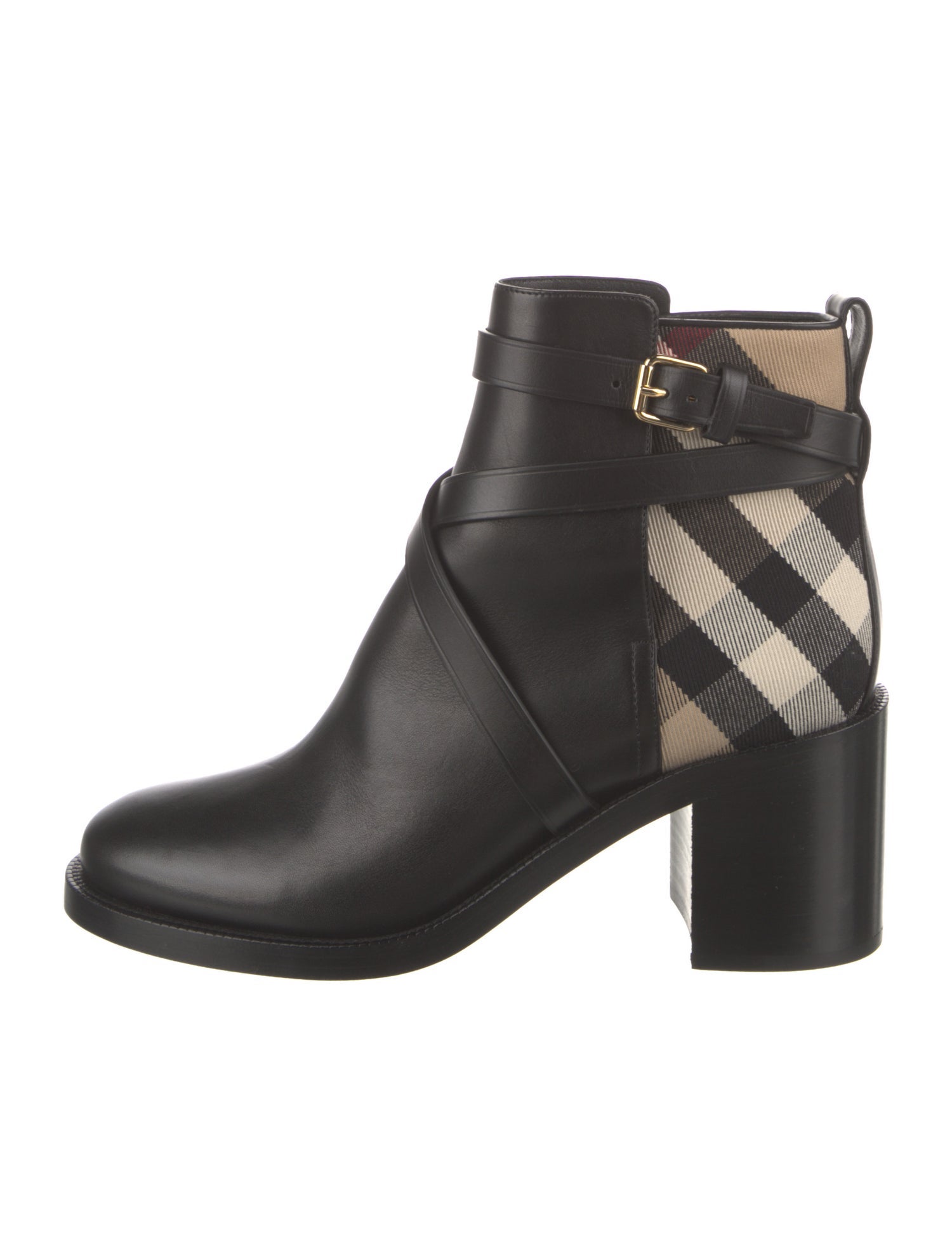 Burberry House Check Pattern Leather Boots