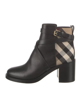 Burberry House Check Pattern Leather Boots