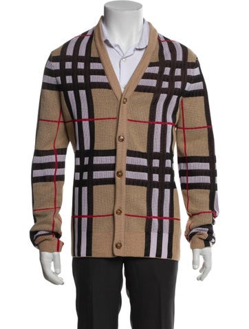 Burberry Sweaters Plaid Print V-Neck Cardigan S