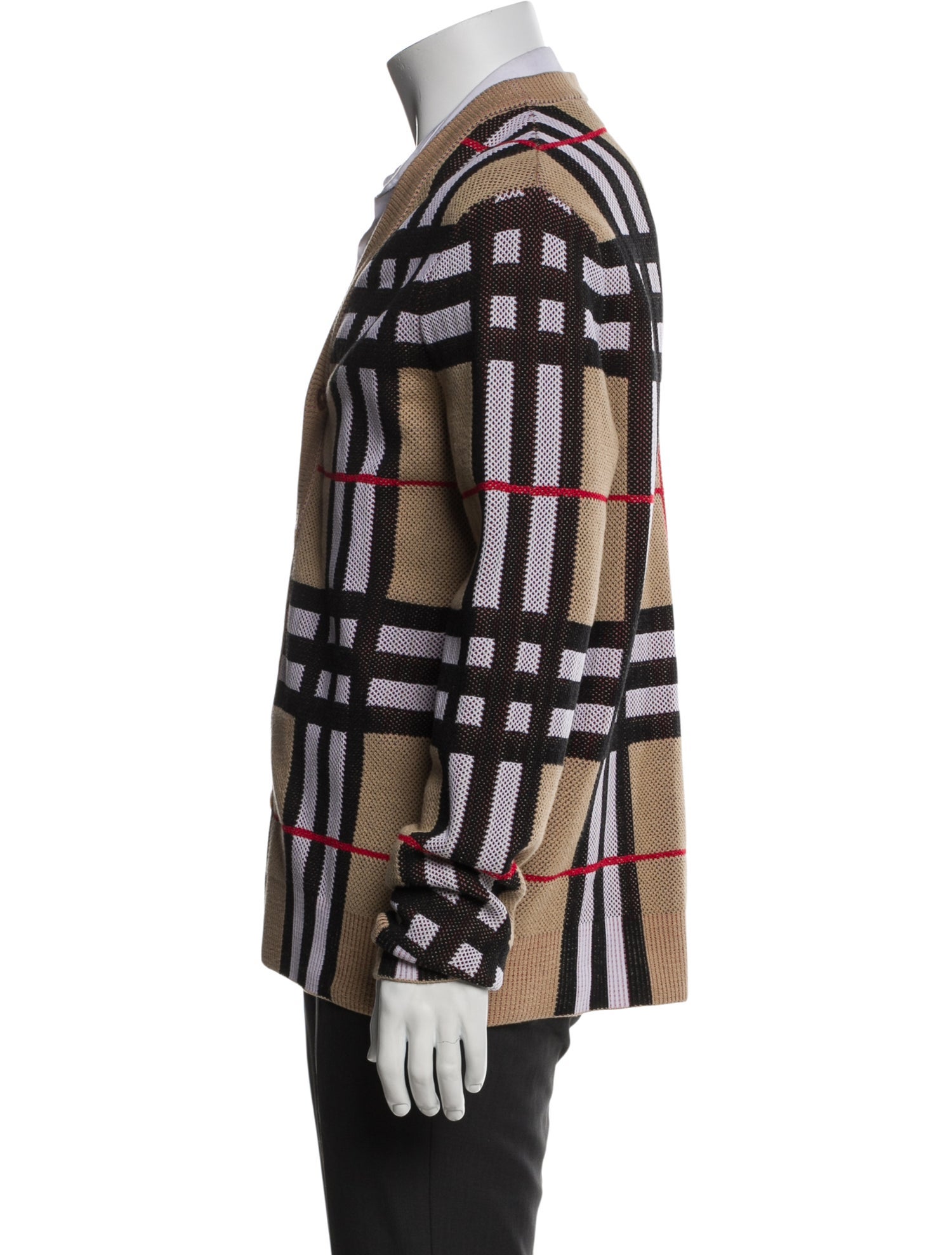 Burberry Plaid Print V-Neck Cardigan