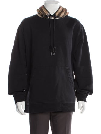 Burberry House Check Pattern Mock Neck Hoodie