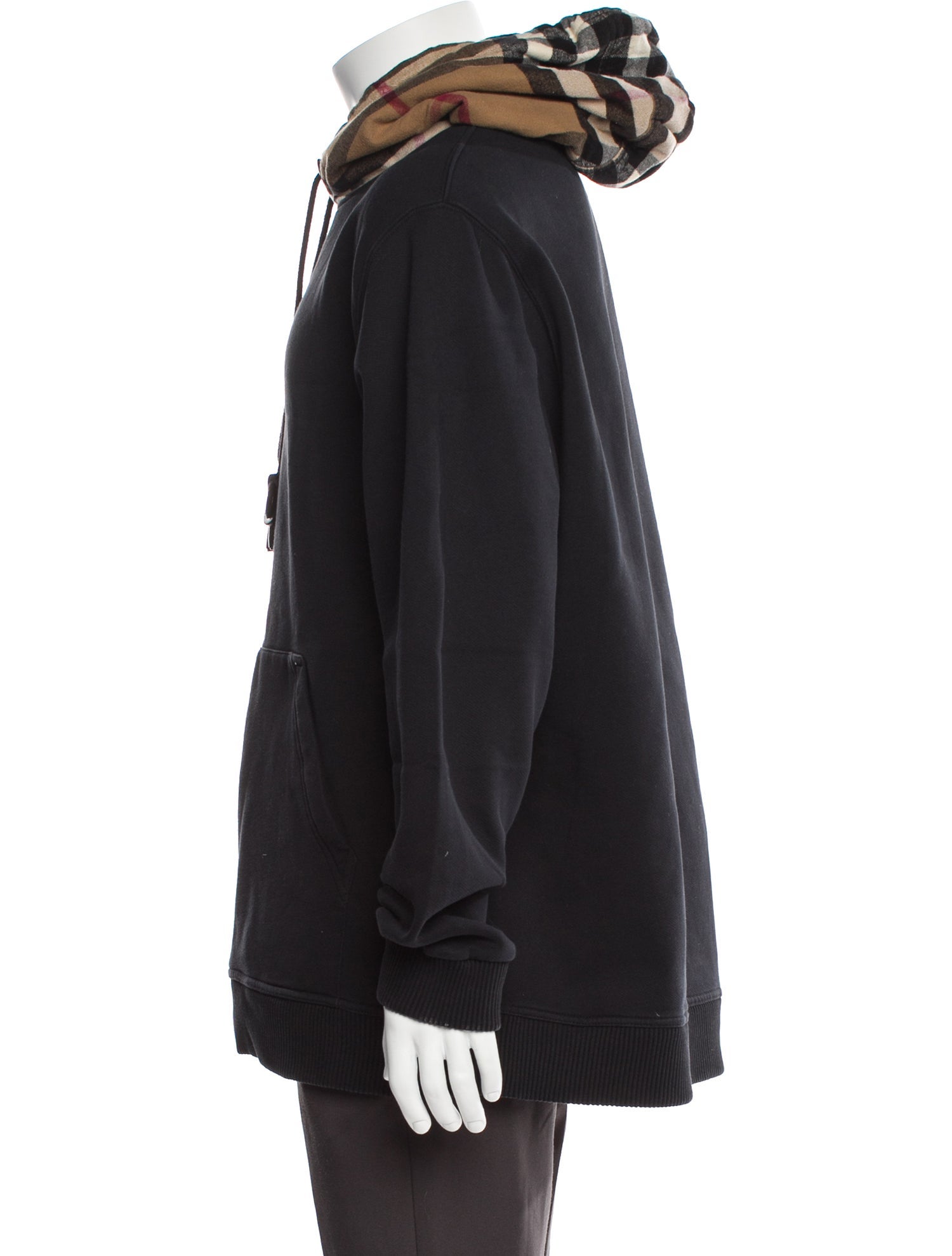 Burberry House Check Pattern Mock Neck Hoodie