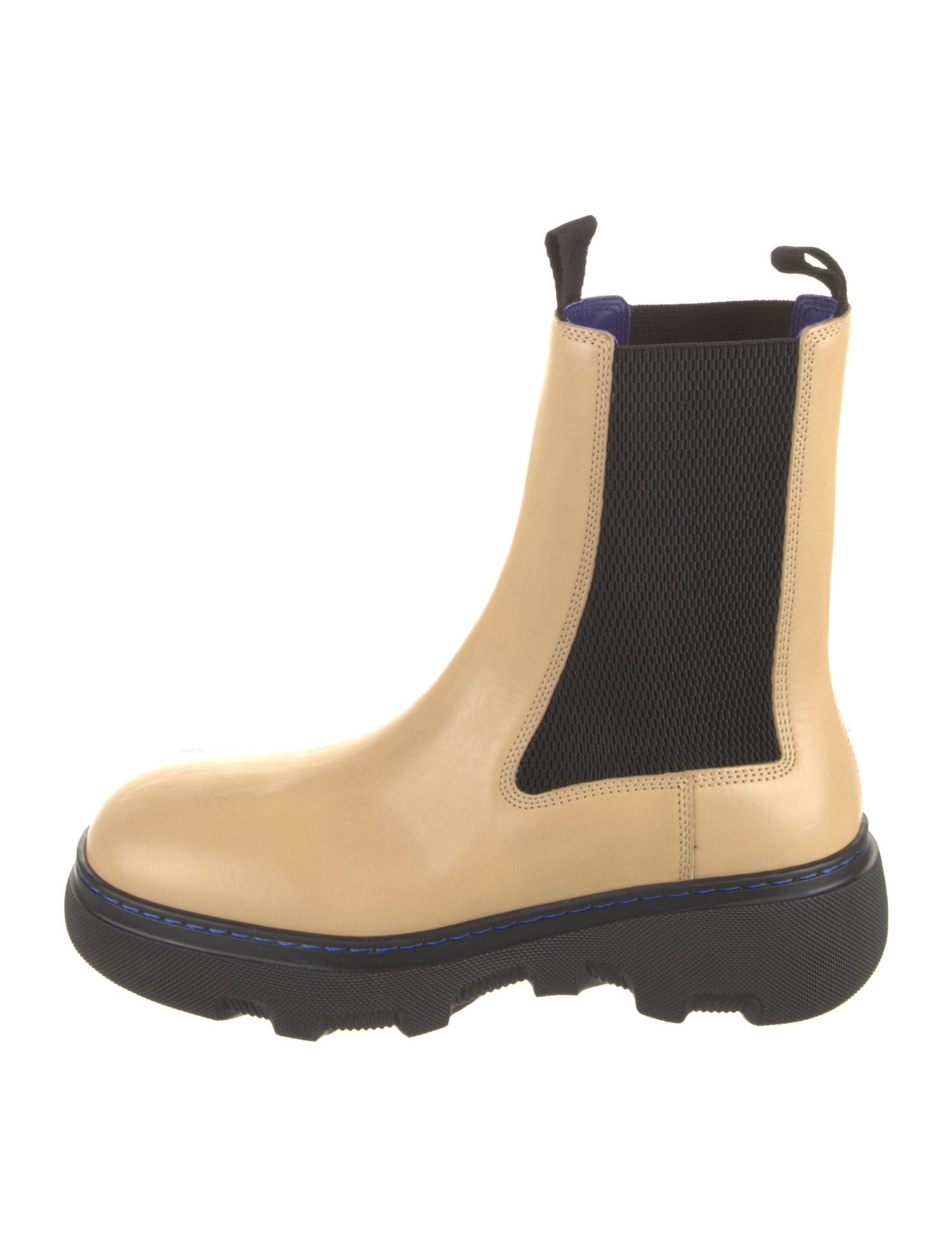 Burberry Leather Colorblock Pattern Chelsea Boots