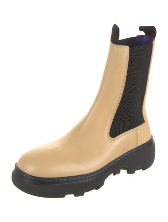 Burberry Leather Colorblock Pattern Chelsea Boots