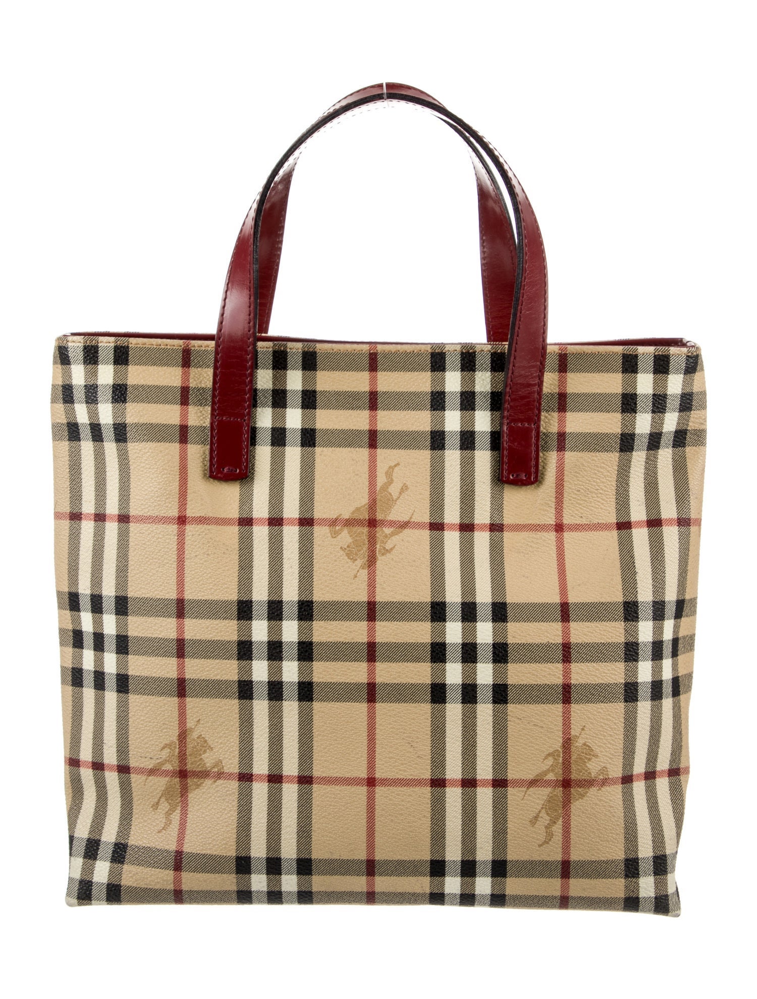 Burberry Plaid Coated Canvas Handle Bag