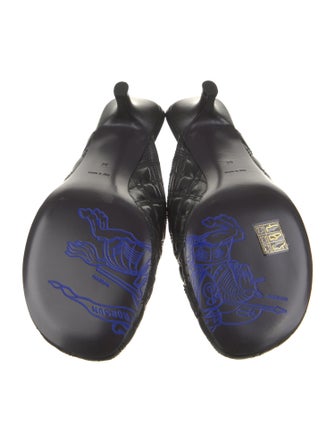 Burberry Leather Embroidered Accent Mules