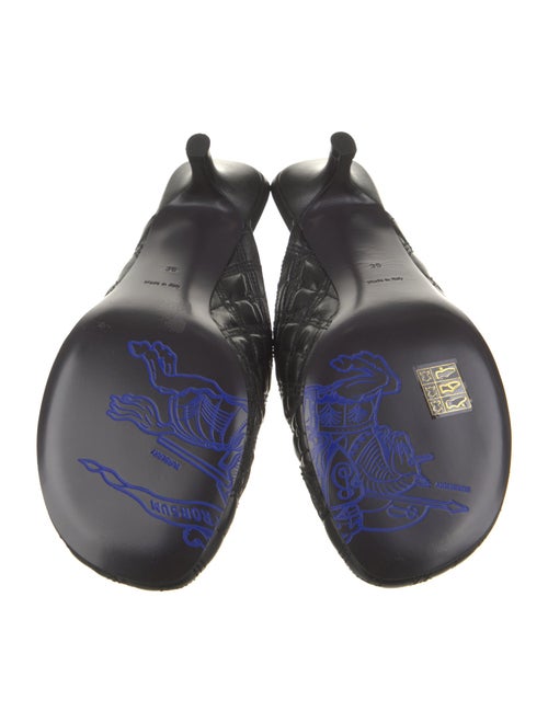 Burberry Leather Embroidered Accent Mules