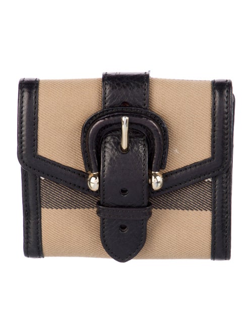 Burberry Nova Check Pattern Canvas Compact Wallet
