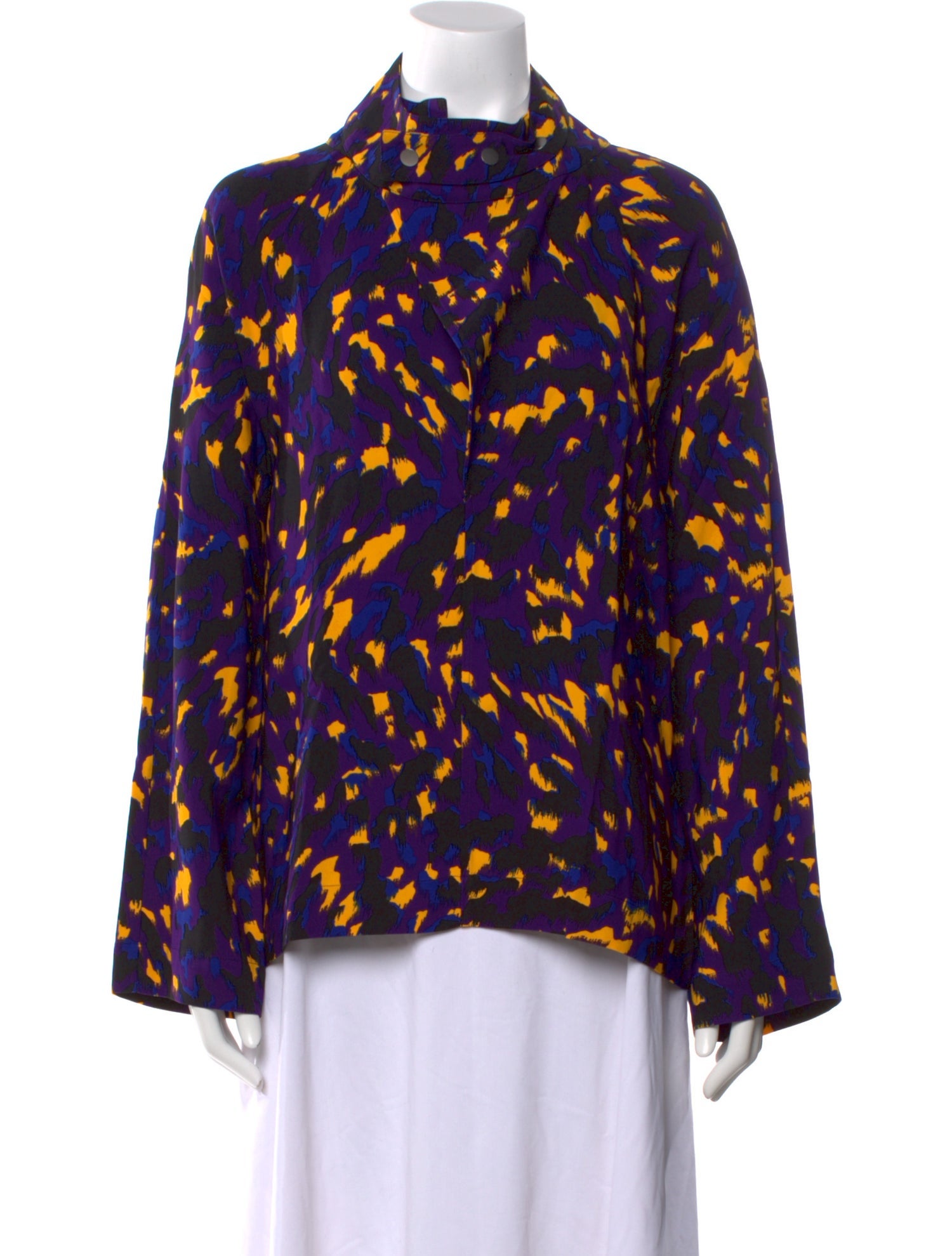 Burberry Printed Mock Neck Button-Up Top w/ Tags