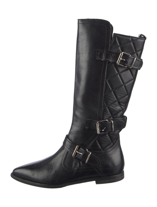 Burberry Quilted Pattern Leather Moto Boots