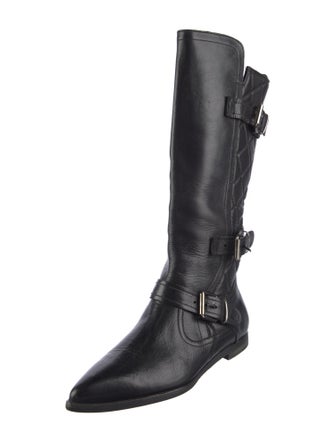 Burberry Quilted Pattern Leather Moto Boots
