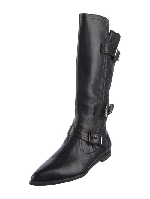 Burberry Quilted Pattern Leather Moto Boots