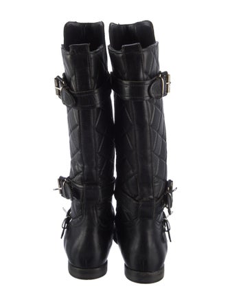 Burberry Quilted Pattern Leather Moto Boots