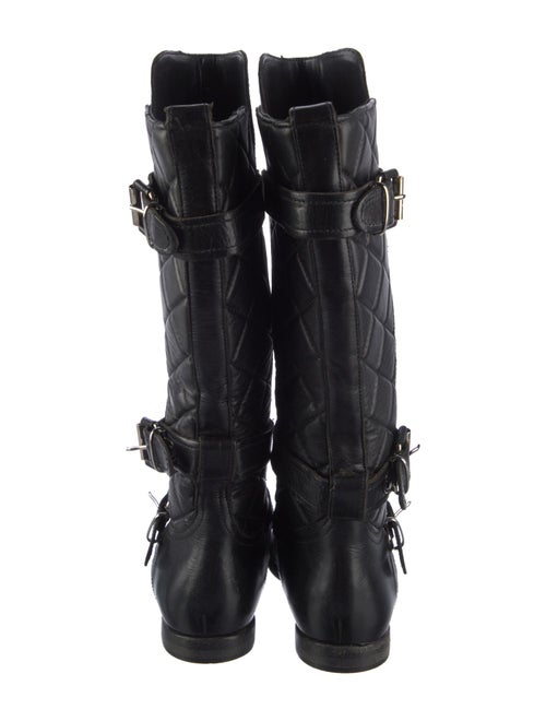 Burberry Quilted Pattern Leather Moto Boots