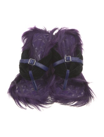 Burberry Fur Pleated Accents Sandals