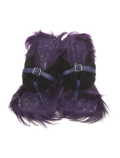 Burberry Fur Pleated Accents Sandals